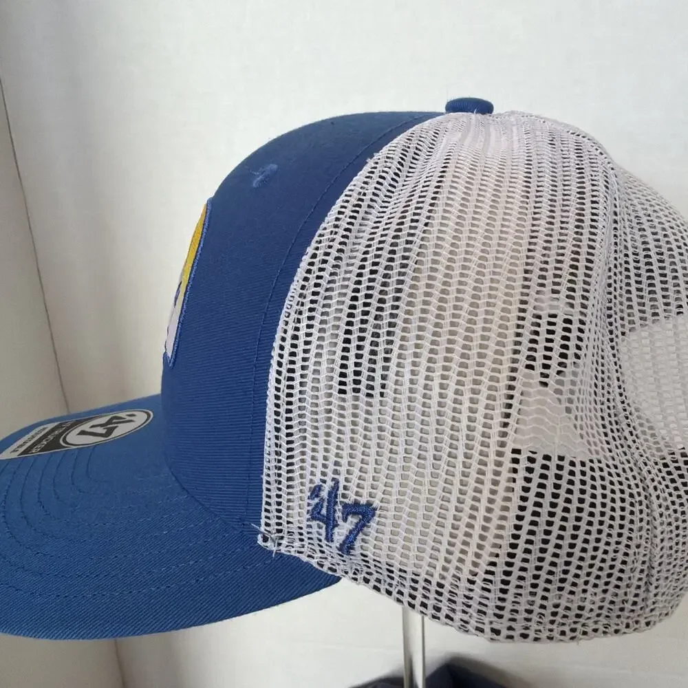 Los Angeles Rams Hat Cap Snap Back Mens One Size Blue White 47 Football Trucker